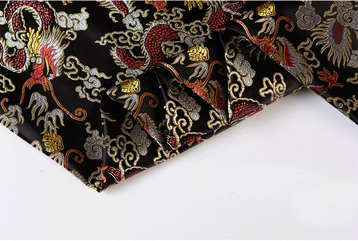 أسود التنين نمط معدني الجاكار  - مراجعة 3D Printing On Fabric وسعره